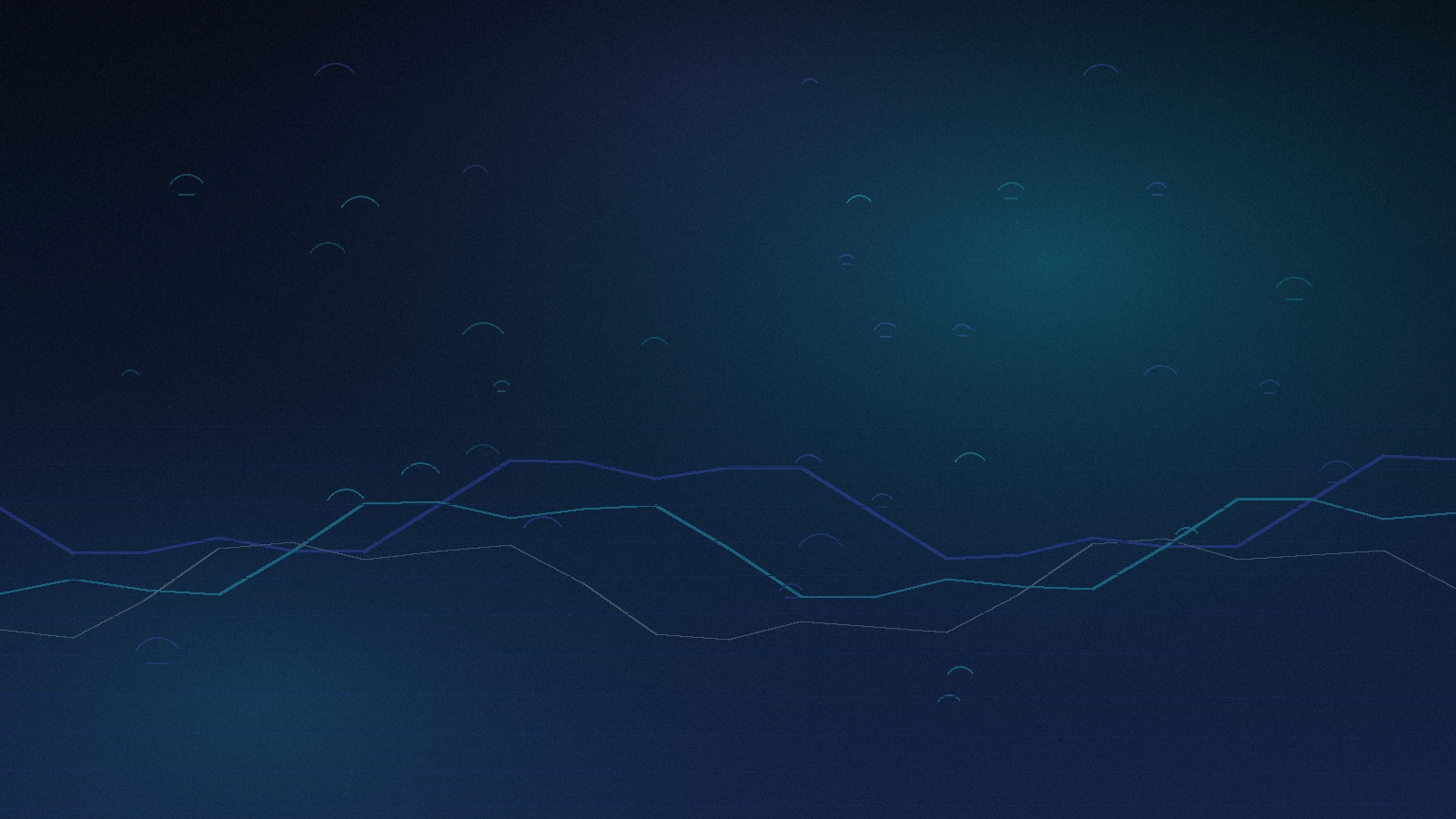 Abstrakte digitale Landschaft mit Linien und leuchtenden Datenpunkten